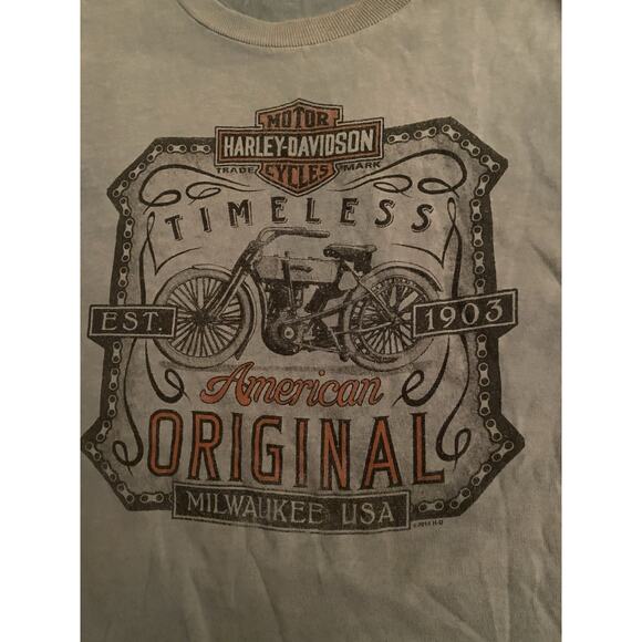 Mobile Bay Alabama Battleship Harley Davidson Motorcycle T-Shirt Mens XL Green - Picture 2 of 15